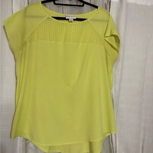 Ava & Viv Yellow Smocked Cap Sleeve Blouse